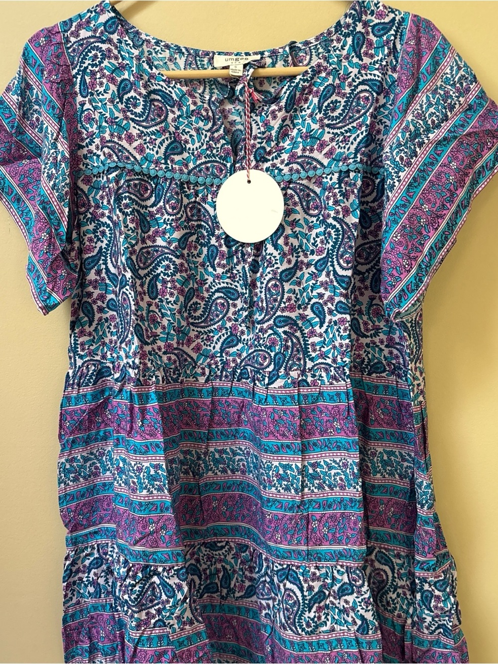 Umgee Teal & Purple Paisley Short-Sleeve Tunic